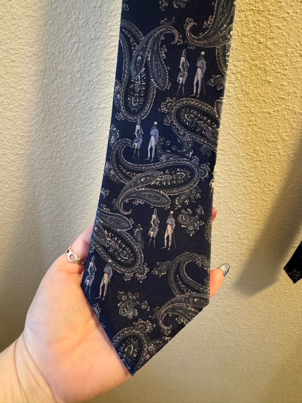 Mercedes Navy Paisley Men's Tie with Subtle Light Gray Figural Detail